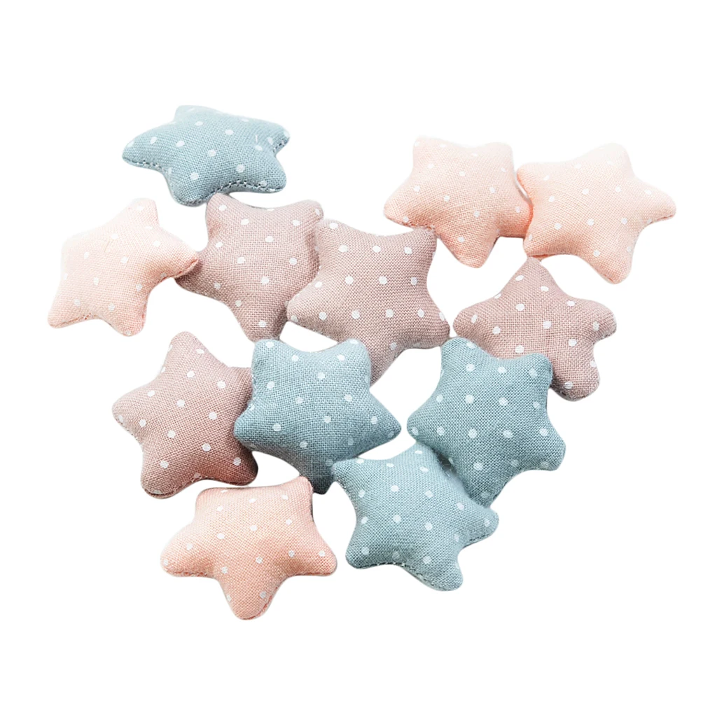 12pcs Korean Style Kawaii Padded Fabric Star Patches Appliques For Clothes Sewing Supplies DIY Hair Accessories Craft Decoration