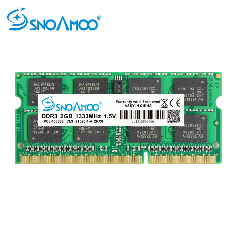 

SNOAMOO Laptop RAMs DDR3 2GB 4GB 1333/1600MHz PC3-10600S 204 Pin 1.5V 2Rx8 SO-DIMM Computer Memory Warranty