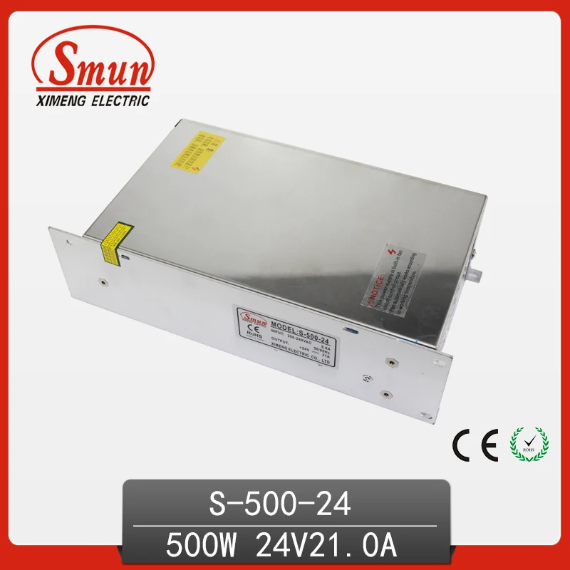 500W 24V 20A Single Output Switch Mode Power Supply LED SMPS Driver Voltage Transformer S-500-24