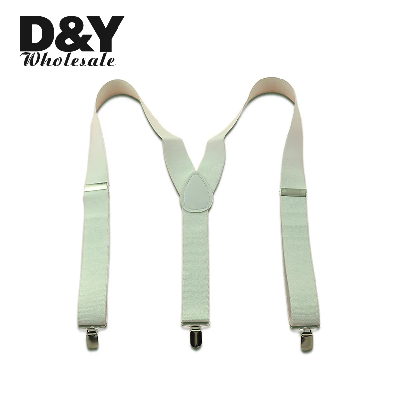 Women MenS Shirt Suspenders For Trousers Pants Holder Clip-on Braces Elastic 3.5cm Wide White gallus Wholesale Gift Brand Design