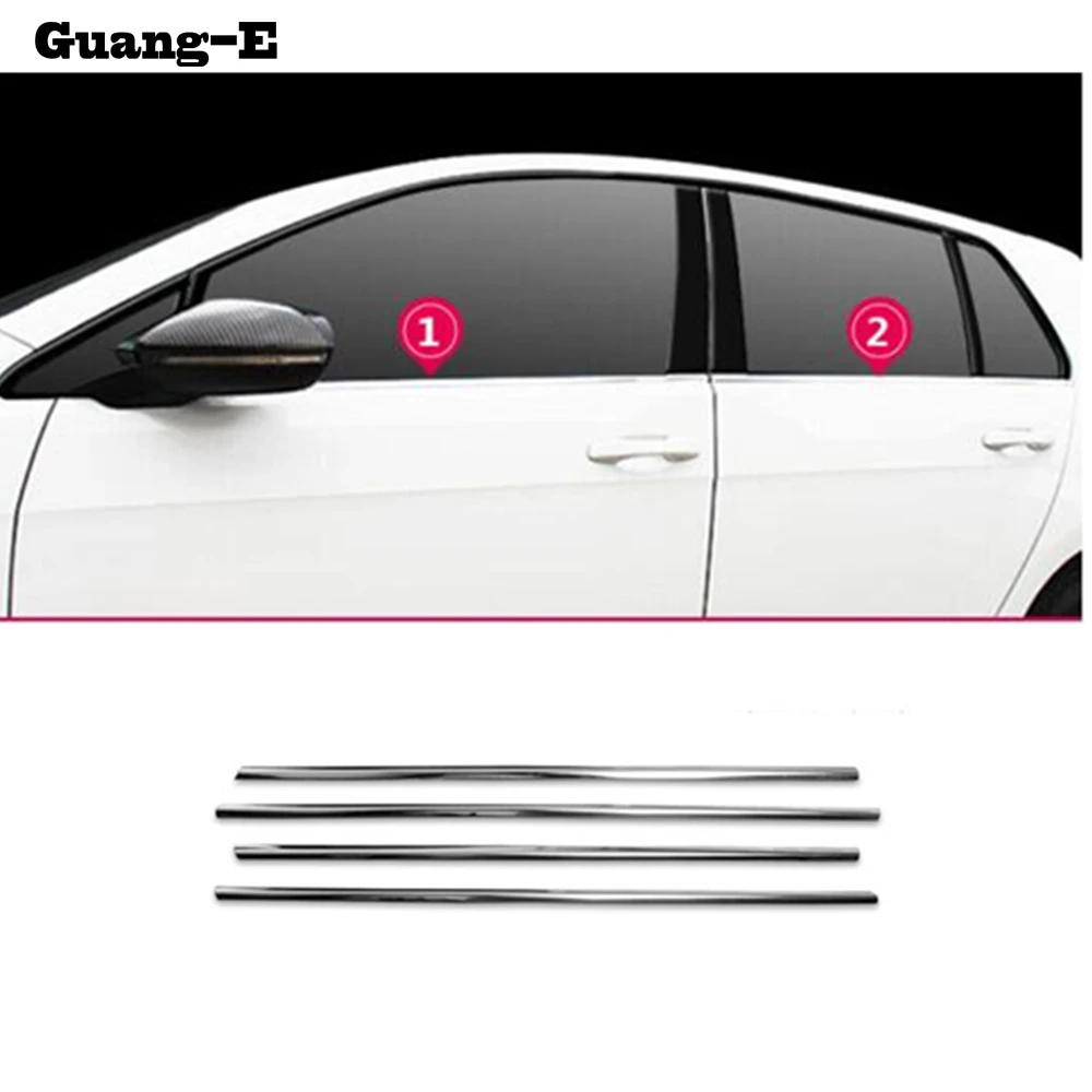 For VW Volkswagen Golf7 Golf 7 2014 2015 2016  2017 2018 Stainless Steel Glass Window Stick Lamp Pillar Middle Column Strip Trim