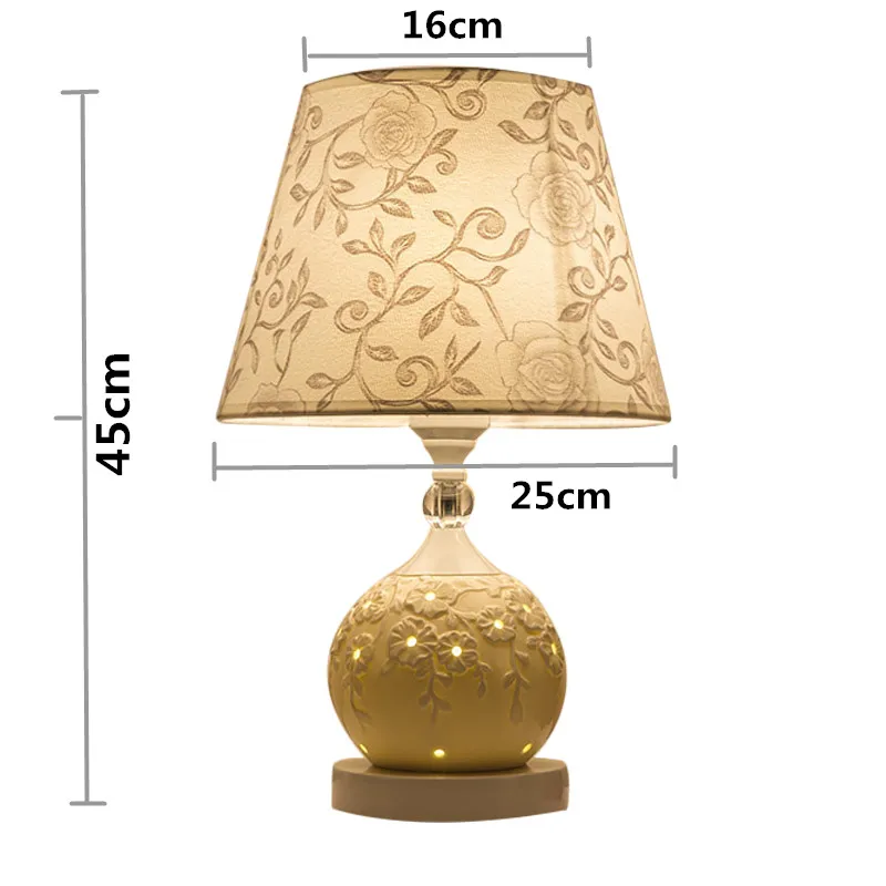 Modern Crystal Ceramics Table Lamp Bedside Fabric Rural Stylish Bedroom Lighting Decoration Home LED Desk Light Lampes Brands