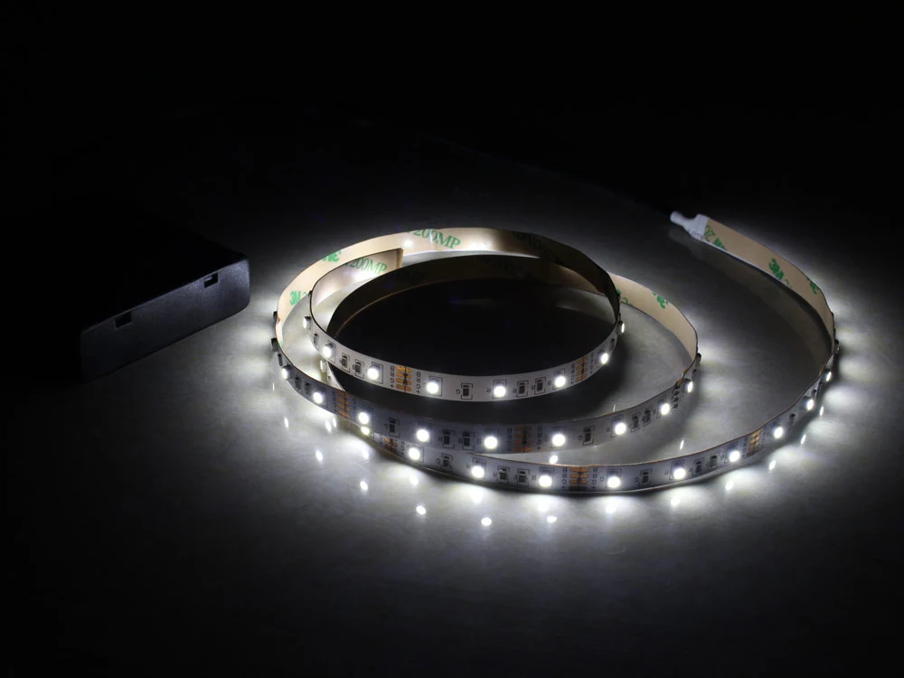 5V DC LED Light Strip แบตเตอรี่ 50 ซม.1M 2M 3M กาวเทป SMD 2835 60 LEDs ริบบิ้นลาย warm Cool สีขาว Ledstrips