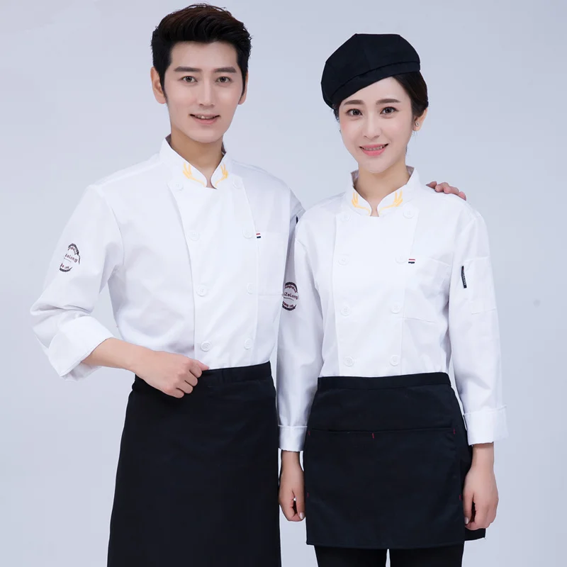 New 2019 High Quality Chef Uniforms Clothing Long&Short Sleeve Men Food Services Cooking Clothes 4-Color Uniform Chef Jackets