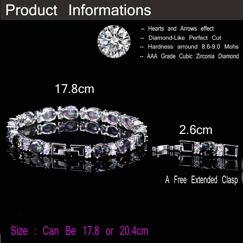 CWWZircons Luxury Design Multicolor Oval Rainbow Mystic Crystal Women Fancy Bracelet with Cubic Zirconia Stones CB149