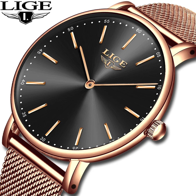 2023 LIGE New Rose Gold Women Watch Business Quartz Watch Ladies Top Brand Luxury Female Wrist Watch Girl Clock Relogio Feminin