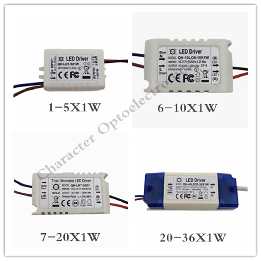 5pcs 1-5X1W 6-10X1W  7-20X1W 20-36X1W LED Driver Power Supply Transformer Light Power Supply F 1W LED Chip