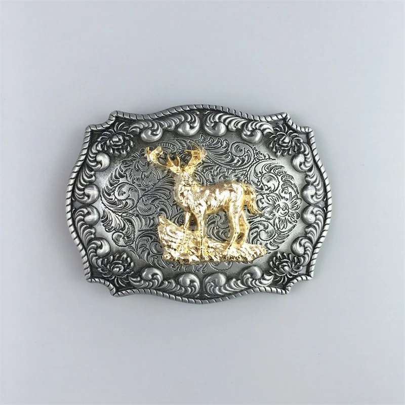 JEAN'S FRIEND New Western Cowboy Rodeo Deer Double Color Belt Buckle also Stock in US BUCKLE-WT134