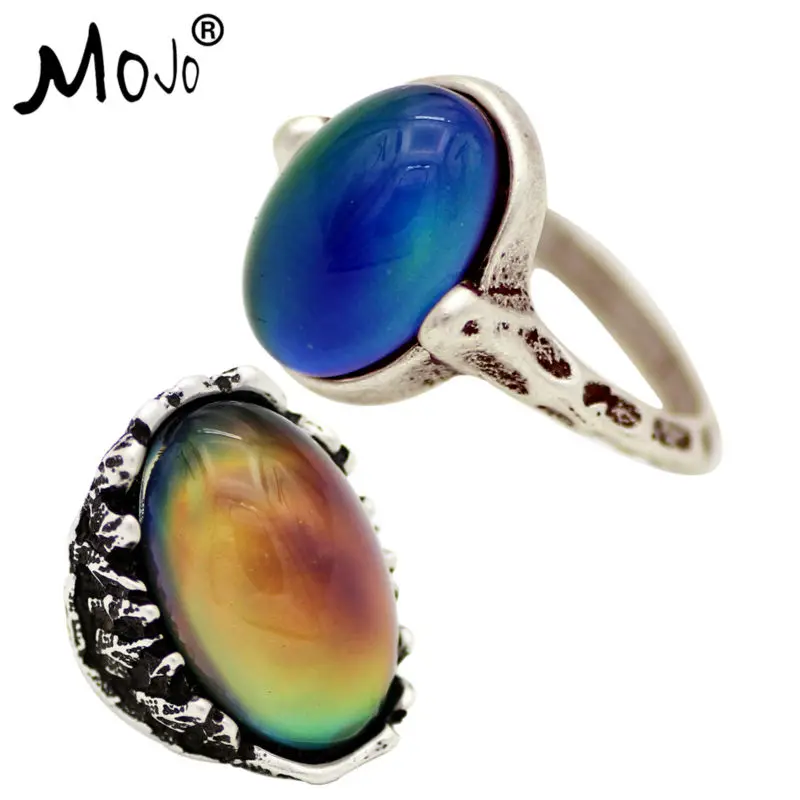 2PCS Vintage Ring Set of Rings on Fingers Mood Ring That Changes Color Wedding Rings of Strength for Women Men Jewelry RS050-057