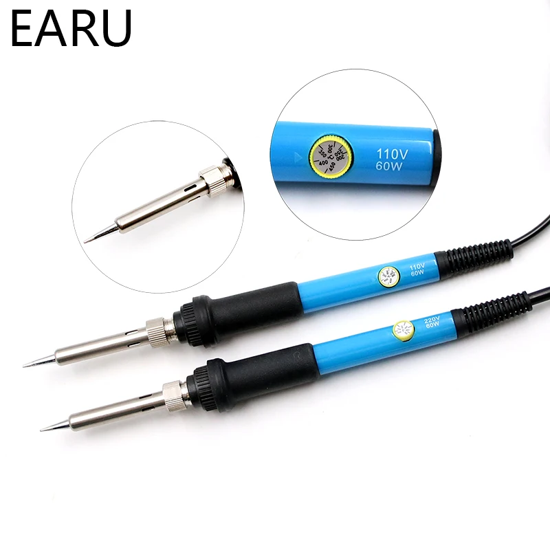 New Adjustable Temperature Electric Soldering Iron 220V 110V 60W Welding Solder Rework Station Heat Pencil 5pcs Tips Repair Tool