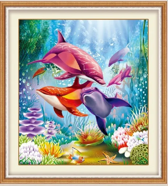 Diy Diamond Painting 5D Animal Dolphin Lovers Cross Stitch Multi Faceted Diamond Embroidery Picture Mosaic Kit Home Decoration