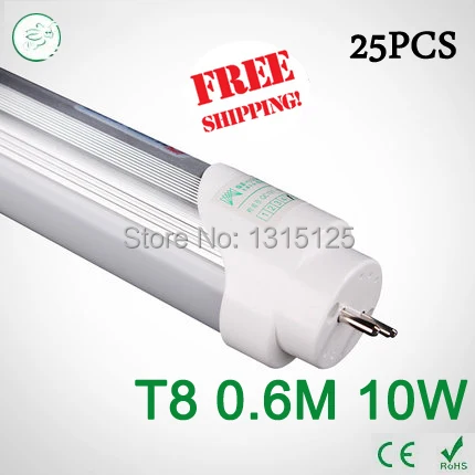 25PCS 2ft LED Tube T8 600mm 10W AC 85V-265V smd2835 Equal to Conventional Lamp 20W 4000K LED Fluorescent light via FedEx