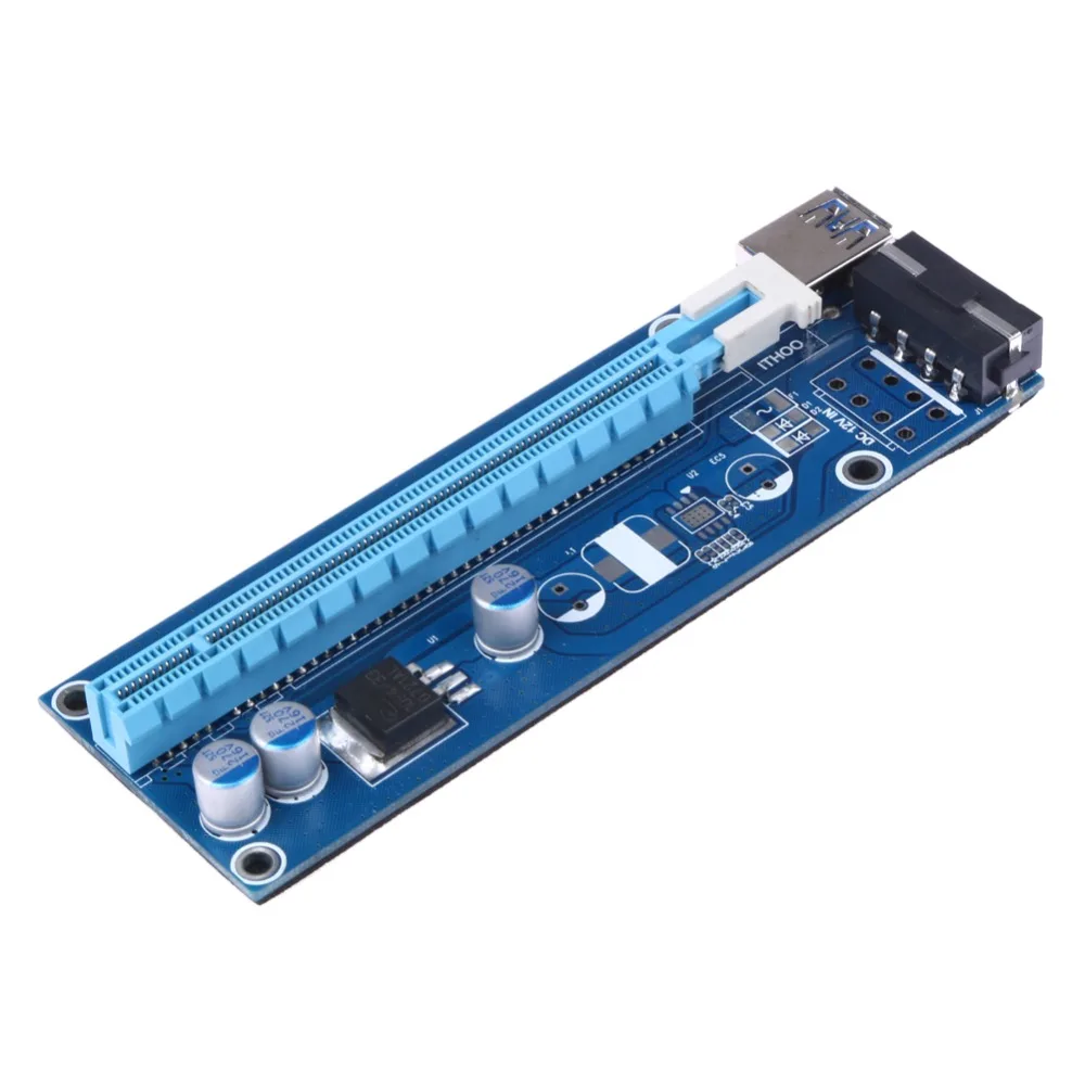 For BTC Miner Machine PCI-E extender PCI Express Riser  1x to 16x USB 3.0 SATA To 4Pin IDE Molex Power Supply raiser Card