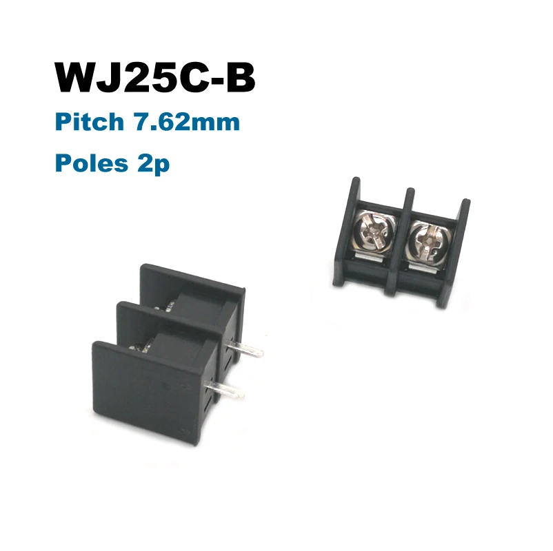 5pcs Pitch 7.62mm Barrier Screw PCB Terminal Block Straight 2/3/4/5/6/7/8Pin Morsettiera Connectors 25C-B 300V 15A 14AWG 2.5mm2