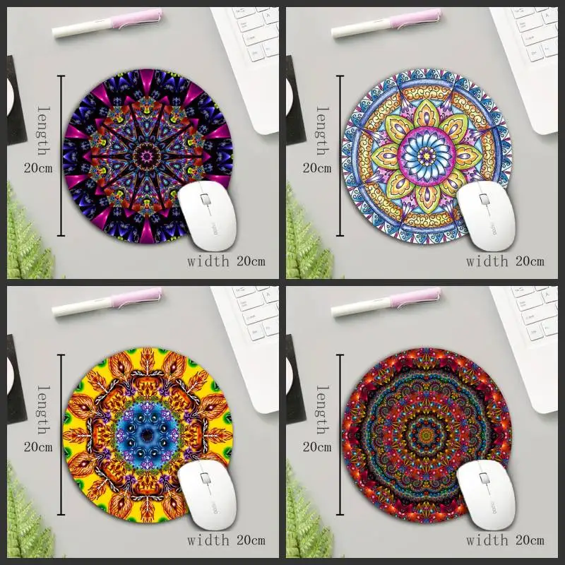 XGZ DIY Custom Mandala Pattern Round Mouse Pad 200*200*2mm/220*220*2mm Fast Anti-Slip Game Laptop Mouse Pad for Boyfriend Gift