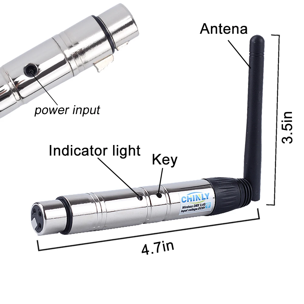 DMX512 Wireless Transmitter Receiver Lighting Controller 2.4G ISM Communication Distance 300M for Stage PAR Party Lighting DMX