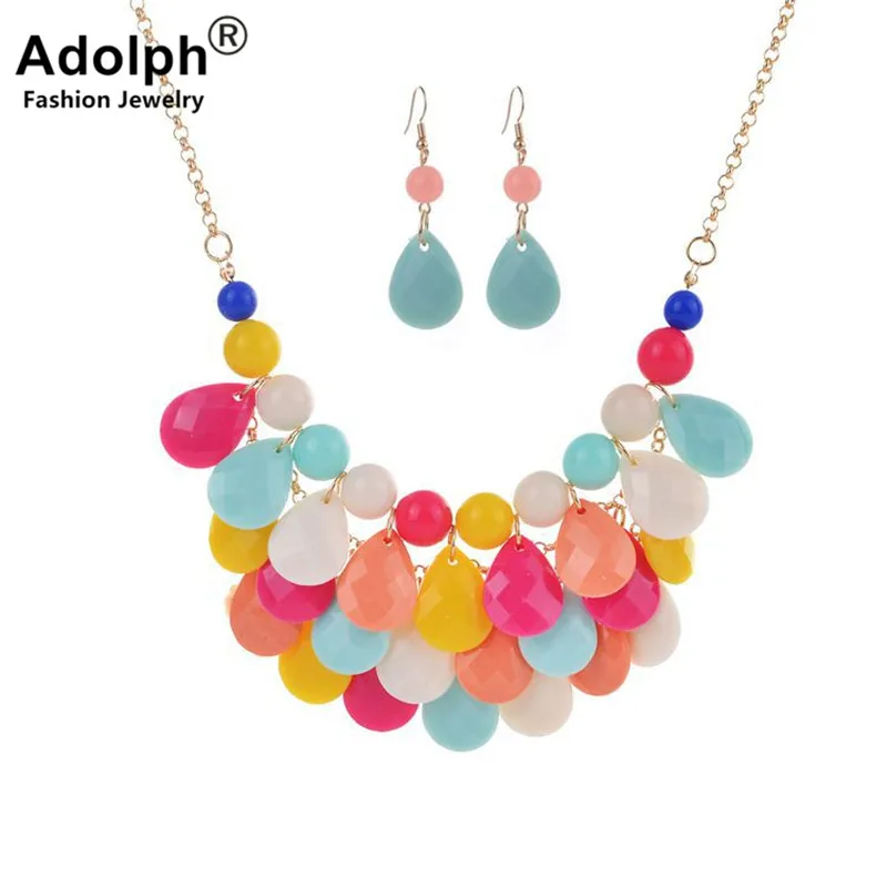 Star Beads Drop Elegant Jewelry Set Bib Choker Necklace With Drop Earring Woman Accessories2021 New Wholesale Price SALE