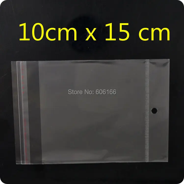 Wholesale 1000pcs/lot 10*15 cm Hanging Hole Clear Self Adhesive Seal Poly OPP Bag Plastic Packaging Bags