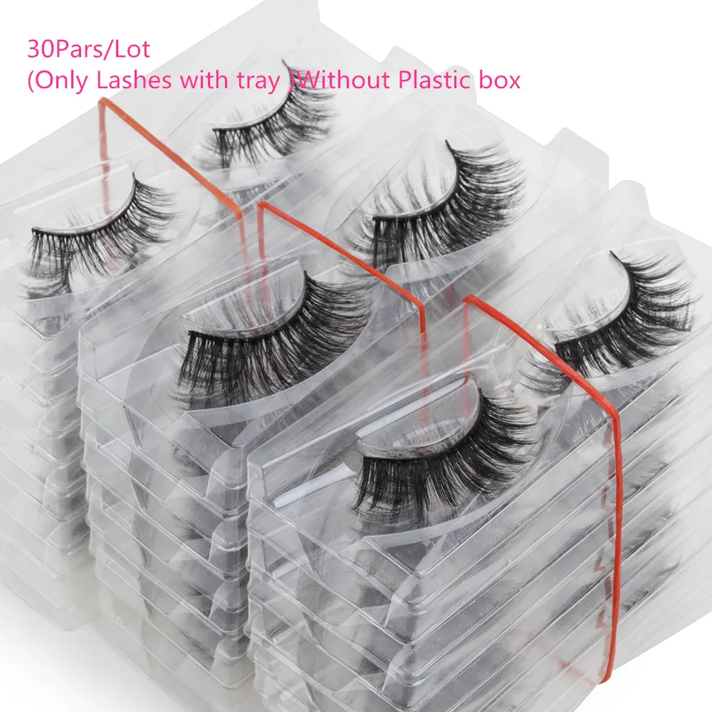 

30Pairs Mink Eyelashes With Tray No Box Handmade Natural False Eyelashes Full Strip Lashes Reusable Long lashes Cruetly Free