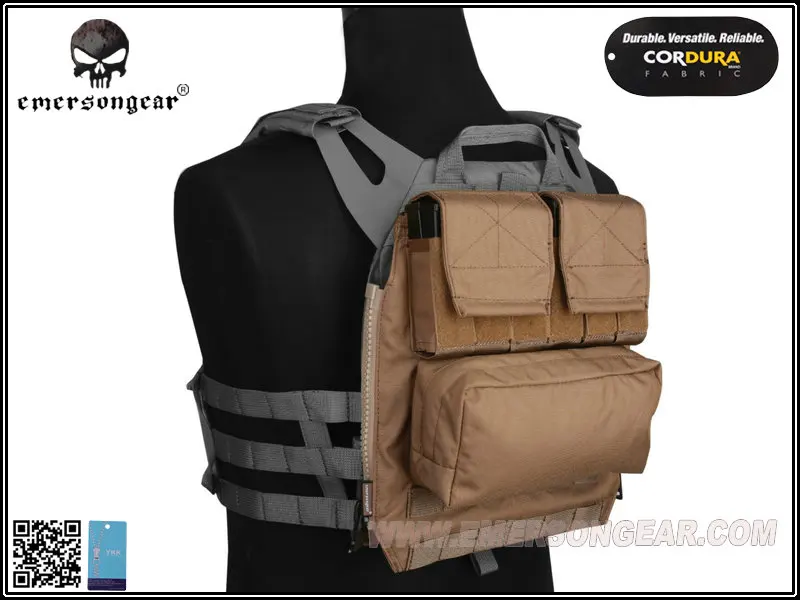 Tactical Vest Pouch Package, Receptor Back Pack by Zip Panel for AVS JPC2.0 CPC, Black EM9286D