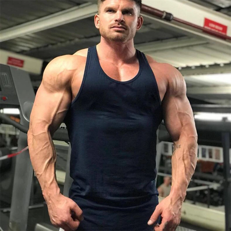 Muscleguys Mens Sleeveless Tank Tops Summer Solid Cotton Male Gyms Tank Tops Bodybuilding Clothing Undershirt Fitness tank tops