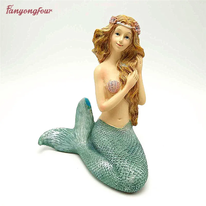 new! Silicone mold 3D mermaid craft plaster resin concrete silicone mold chocolate cake decoration tools