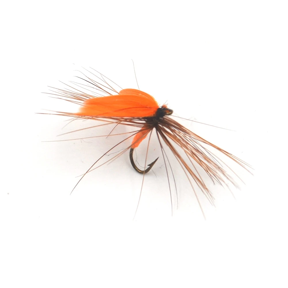 MNFT 10PCS Orange Fairy Little Fly Bait Freshwater Fly Fishing Trout Lure 12# Dry Hook Fly Lures