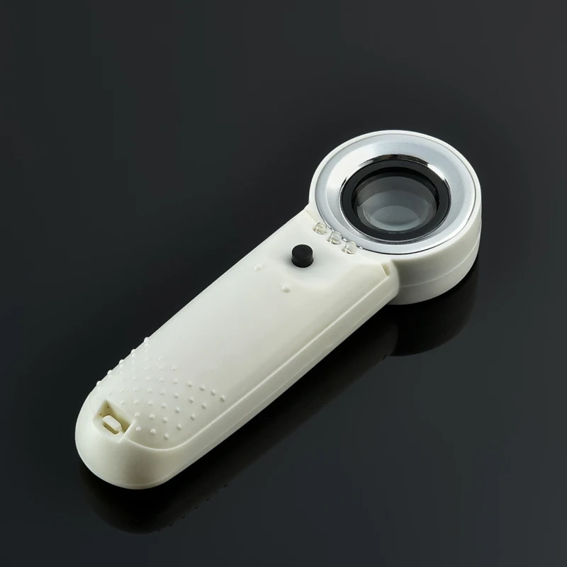 40x25mm Optical Lens Straight Handle Magnifying Glass with 3 LED Lights Pocket Magnifier Illuminated Loupe for Reading