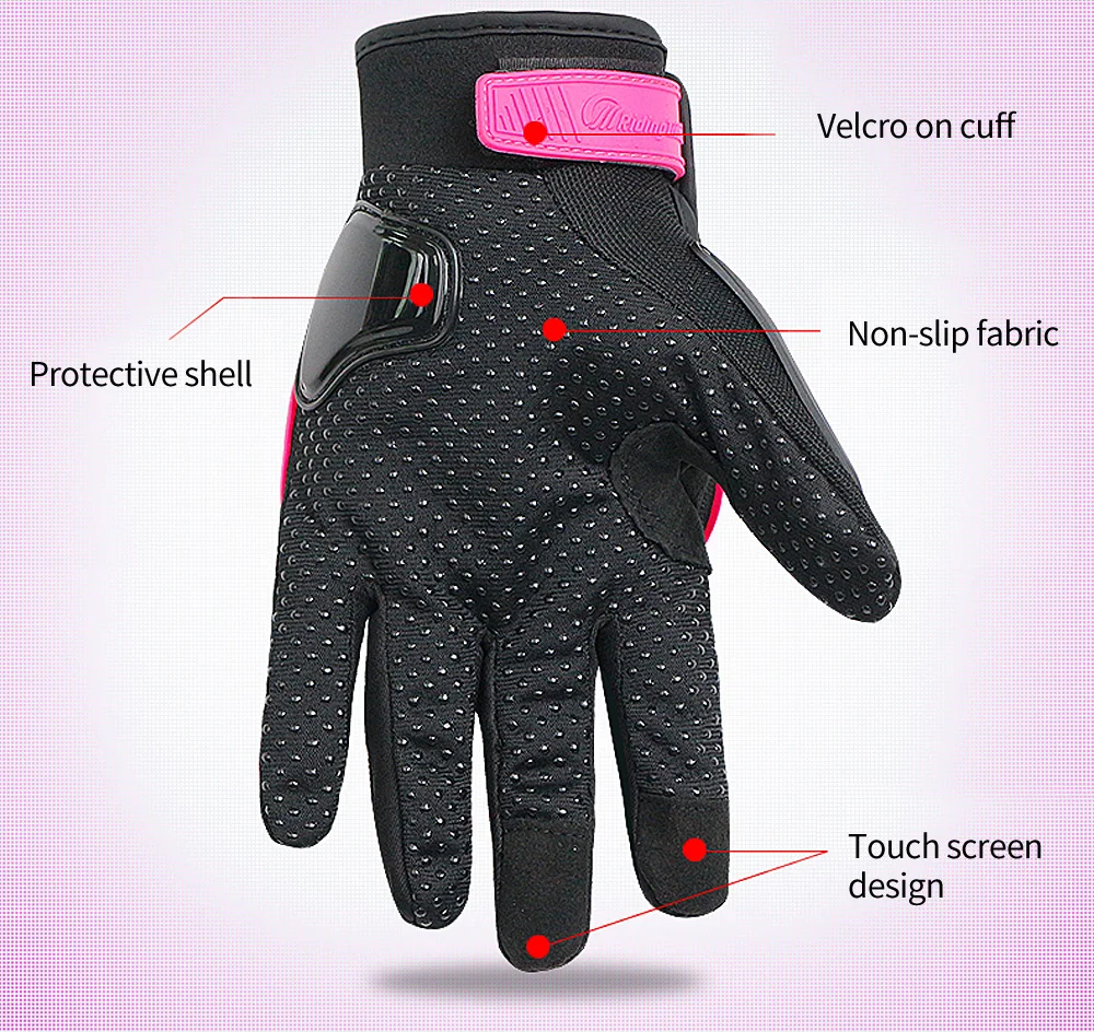 Gants de moto respirants pour hommes et femmes, gants de protection portables, opération tactile, noir, vert, rouge, rose, unisexe, M-média