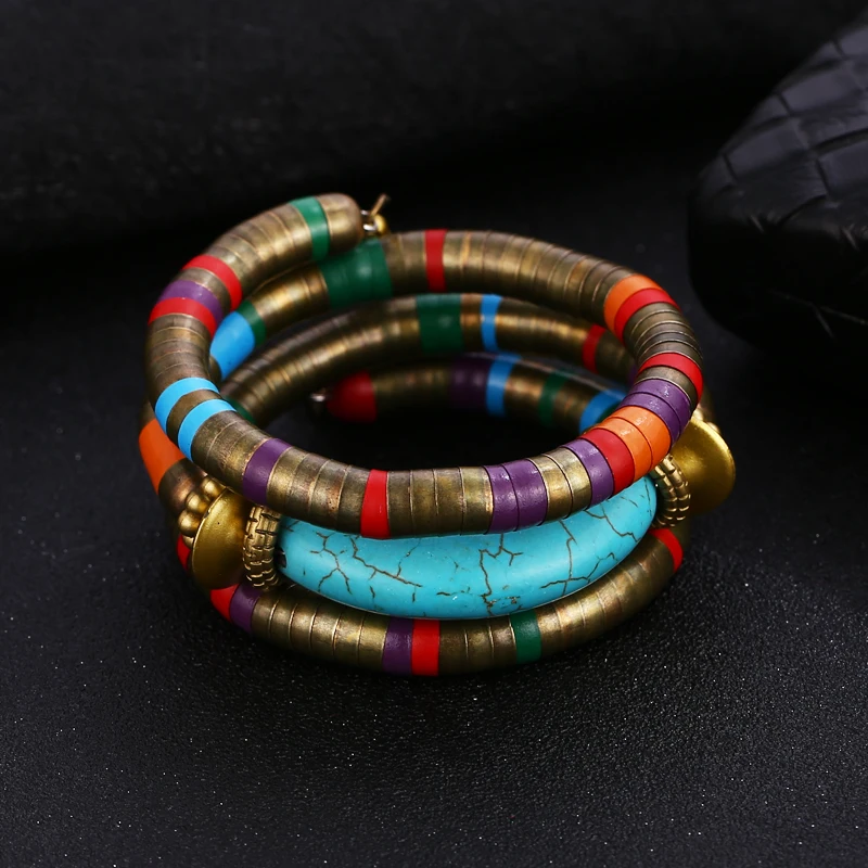 Fashion Vintage Boho Statement Bangle Feminino Cuff Chain Nepal Retro Lava Stones Wristband Bracelet For Women Ethnic Jewelry