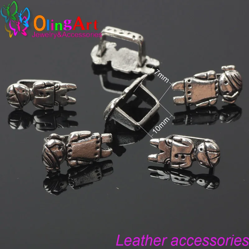 OlingArt 6 Buah/Lot Jepit Perhiasan Fashion Cocok untuk Digunakan Dalam 10*6MM Gelang Kulit Tali Datar Kulit DIY Kulit Pencampur