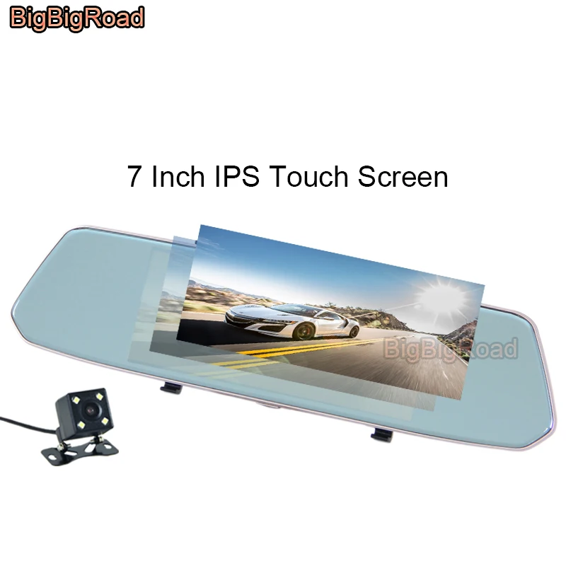 BigBigRoad Car DVR 7 Inch Dash Camera Touch Screen Rear View Mirror For Suzuki Swift Grand Vitara SX4 S-Cross Jimny Alto Baleno