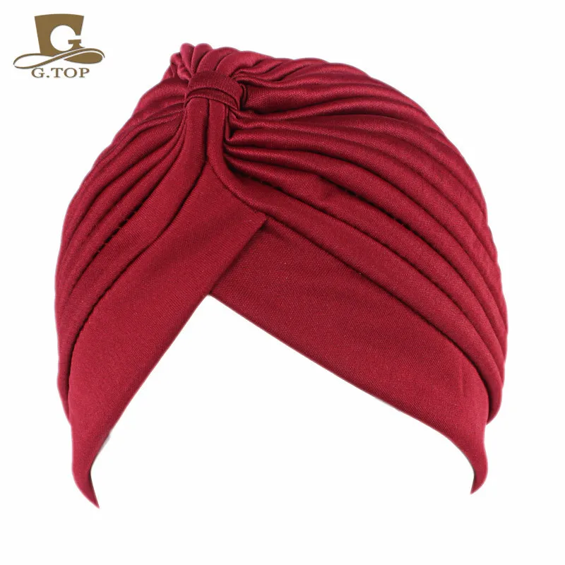 New Stretchy Turban Cap Chemo Head Beanie Cover Twisted Pleated Headwrap Assorted Colors Hair Cover Beanie Hats for Women Girls