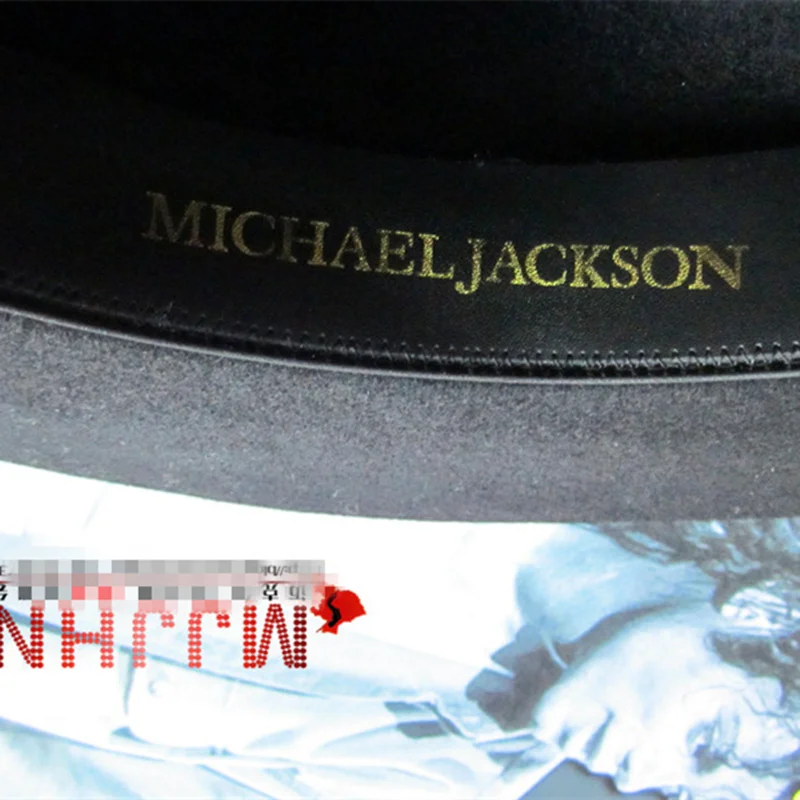 MJ Michael Jackson Billie Jean With Name Black FEDORA Wool Hat Trilby Collection for Performance Party Show Imitation Gift