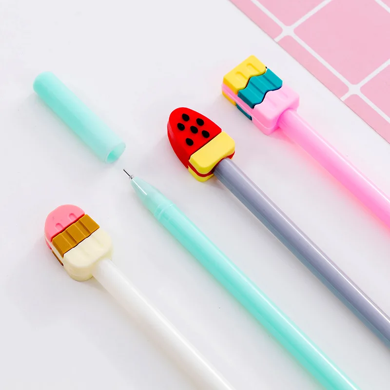 

36 Pcs gel pens Cute Watermelon Ice Cream Big Foot Neutral Pen 0.5 Black Students Neutral Pens School Office Supplies Wholesale