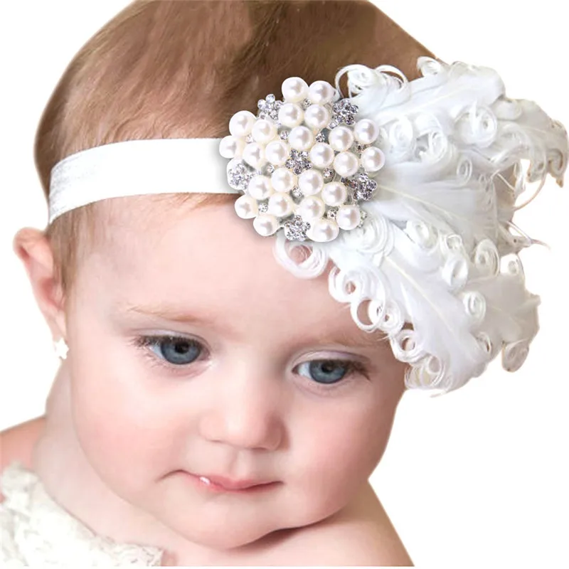 1pcs Baby Hair Band Feather Flower Hair Bow Head Band Baby Girl Hair Accessories Baby Girl Headbands Bandage On Head Children