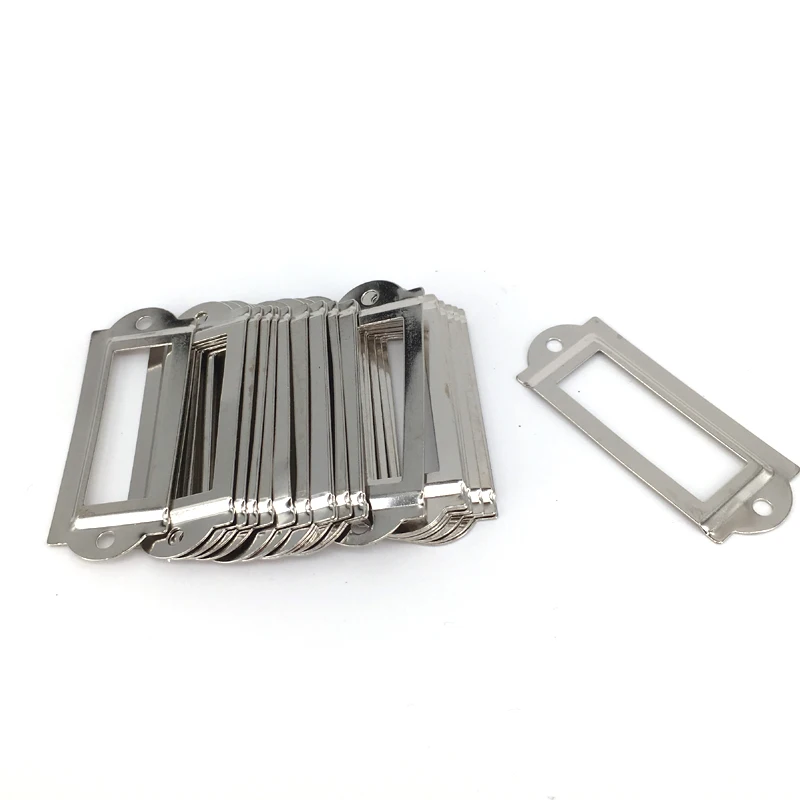 15PCS 60*24mm Silvery Cabinet Drawer Door Lab Tag Label Pull Frame Handle File Name Card Holder