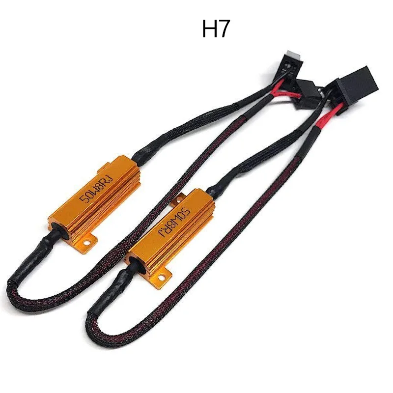 2pcs 50W H1 H3 H7 H11 H4 h10 Car Load Resistor Error Canceller LED Decoder Canbus Free Wiring Canceller Decoder Light h4