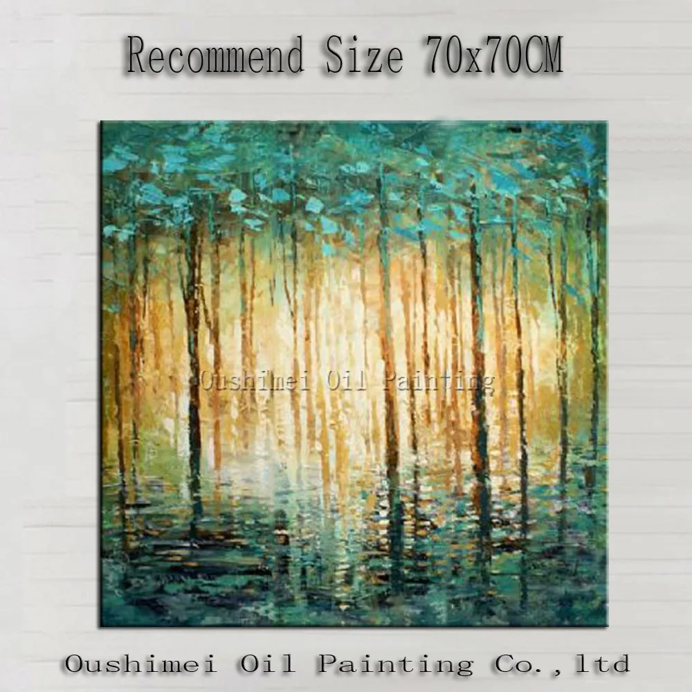 

Skills Artist Hand-painted High Quality Abstract Green Oil Painting On Canvas Green Trees Oil Painting For Home Decoration