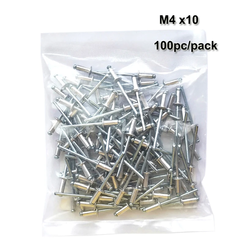 

100pc/pack Pop Rivets Aluminum Dome Head Blind M4x10 Rivet