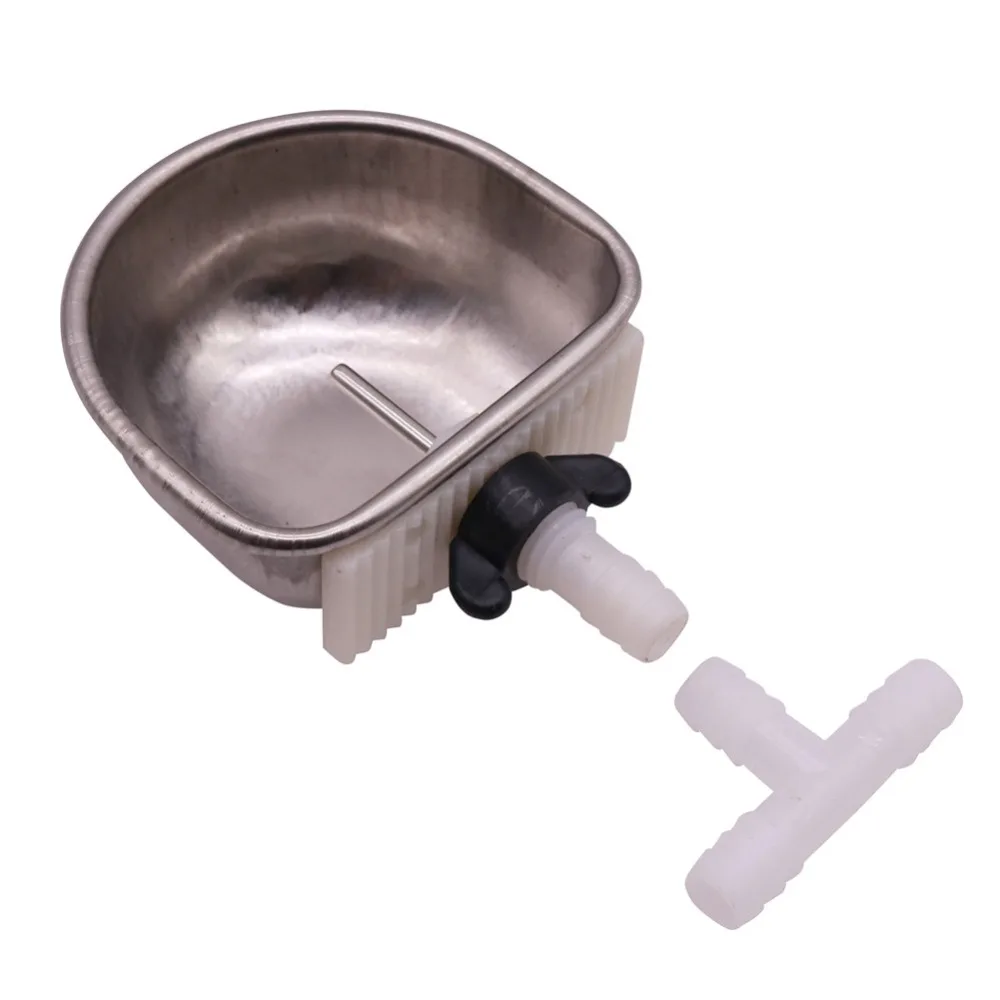 1 Pcs Stainless Steel Rabbit Bowl Nipple Drinker Plastic Tee Large 65*78.5*34mm/Small 60*66*29mm Animal Cage Feeding Supplies