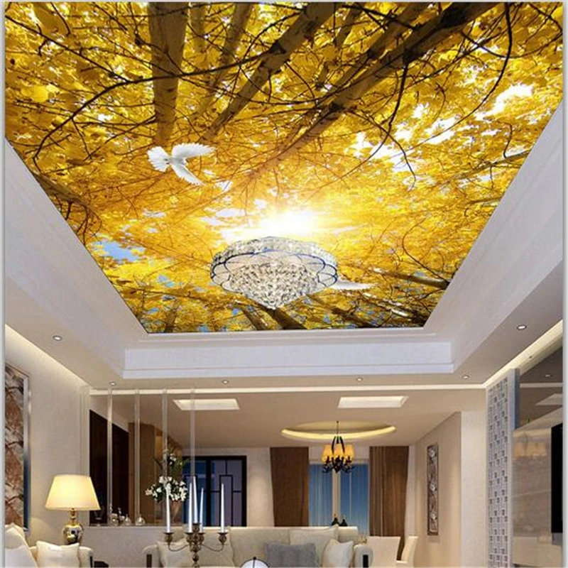 

wellyu Custom large wallpaper 3d golden tree pigeons zenith fresco living room decoration wallpaper papel de parede 3d behang