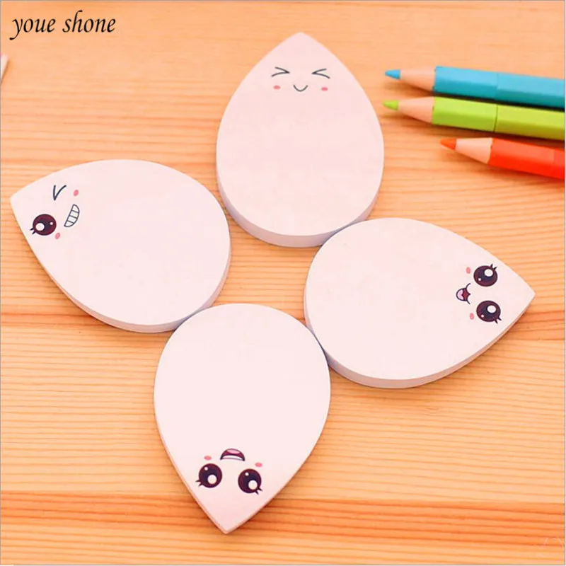 2Pcs Cute Water Drop Facial Smile Memo Stickers Sticky Stickers Emoticons Labels Stickers School Supplies sticky notes