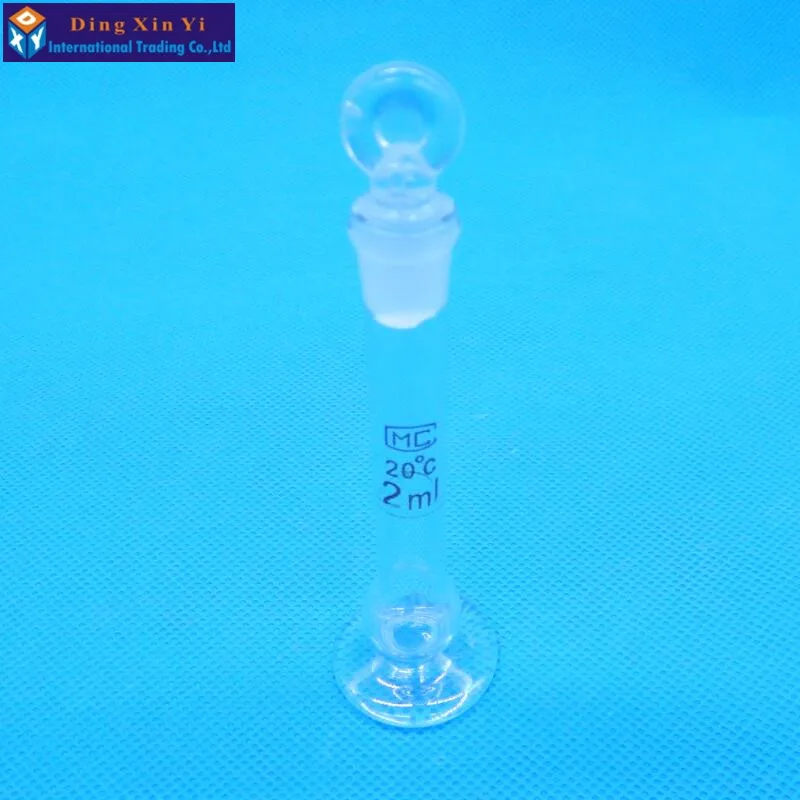 Matraz volumétrico transparente de 2ml, botella de volumen constante, para laboratorio