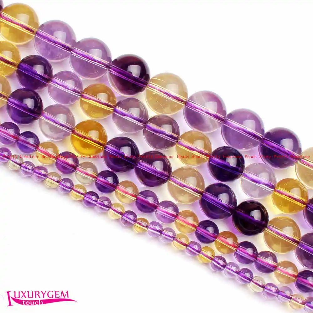 

4,6,8,10,12mm Smooth Natural Crystals Round Shape Loose Beads Strand 15" wj357