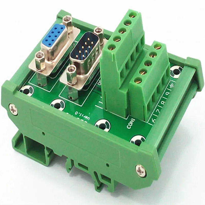 D-SUB DB9 DIN Rail Mount Interface Module  Male/Female Header Breakout Board, Terminal Block, Connector.