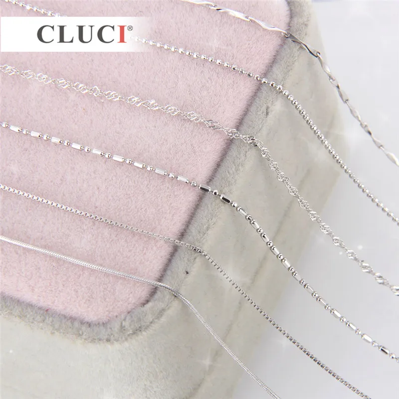 CLUCI Wome Necklace Solid 925 Sterling Silver Chain with Spring Clasp for Pendant SN008-SN023