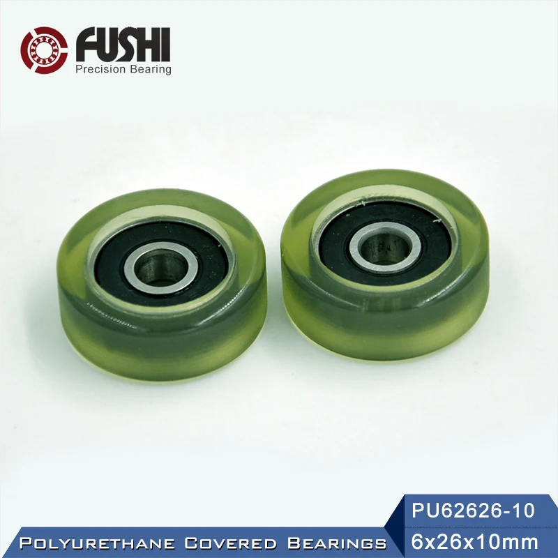 

PU 626 Polyurethane Covered Bearing 6*26*10 mm ( 2 Pcs ) Shaft 6mm PU62626-10 Urethane Cover PU626 Bearings