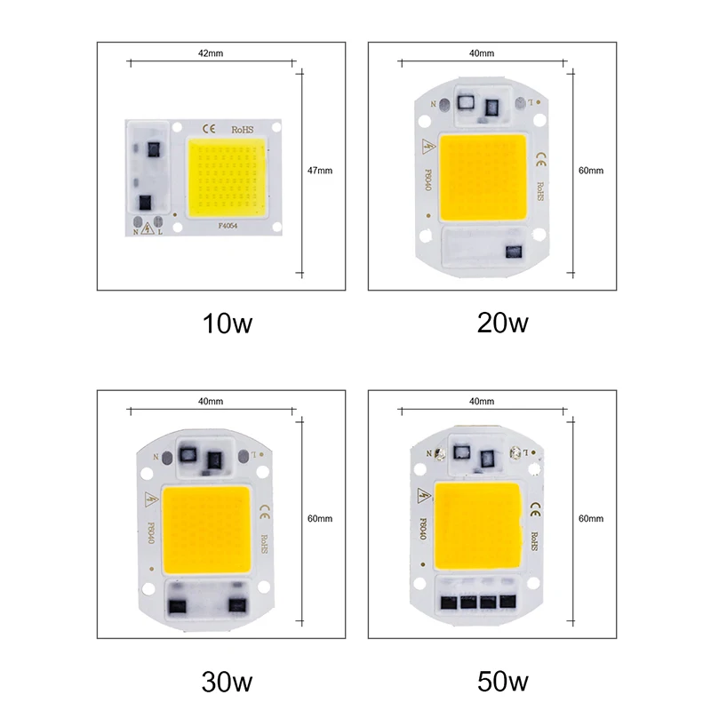 Imagem -06 - Bulbo do Microplaqueta do Karwen-led Cob Poder Real Ip65 Projector Exterior Frio Morno Branco 10w 20w 30w 50w 220v Peças