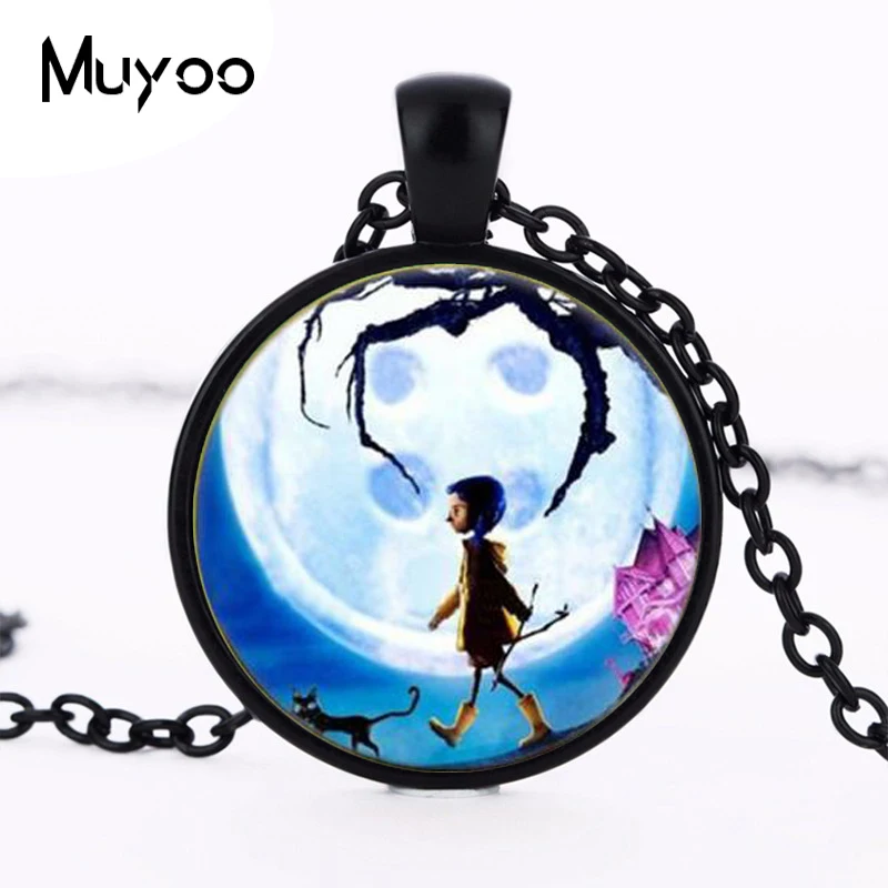 New Coraline Photo Cabochon Glass Tibet Round Chain Pendant Necklace HZ1